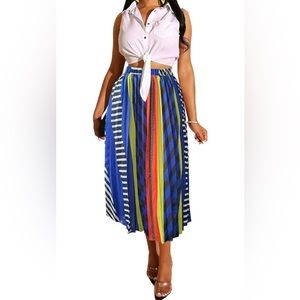 High waisted chiffon printed midi skirt